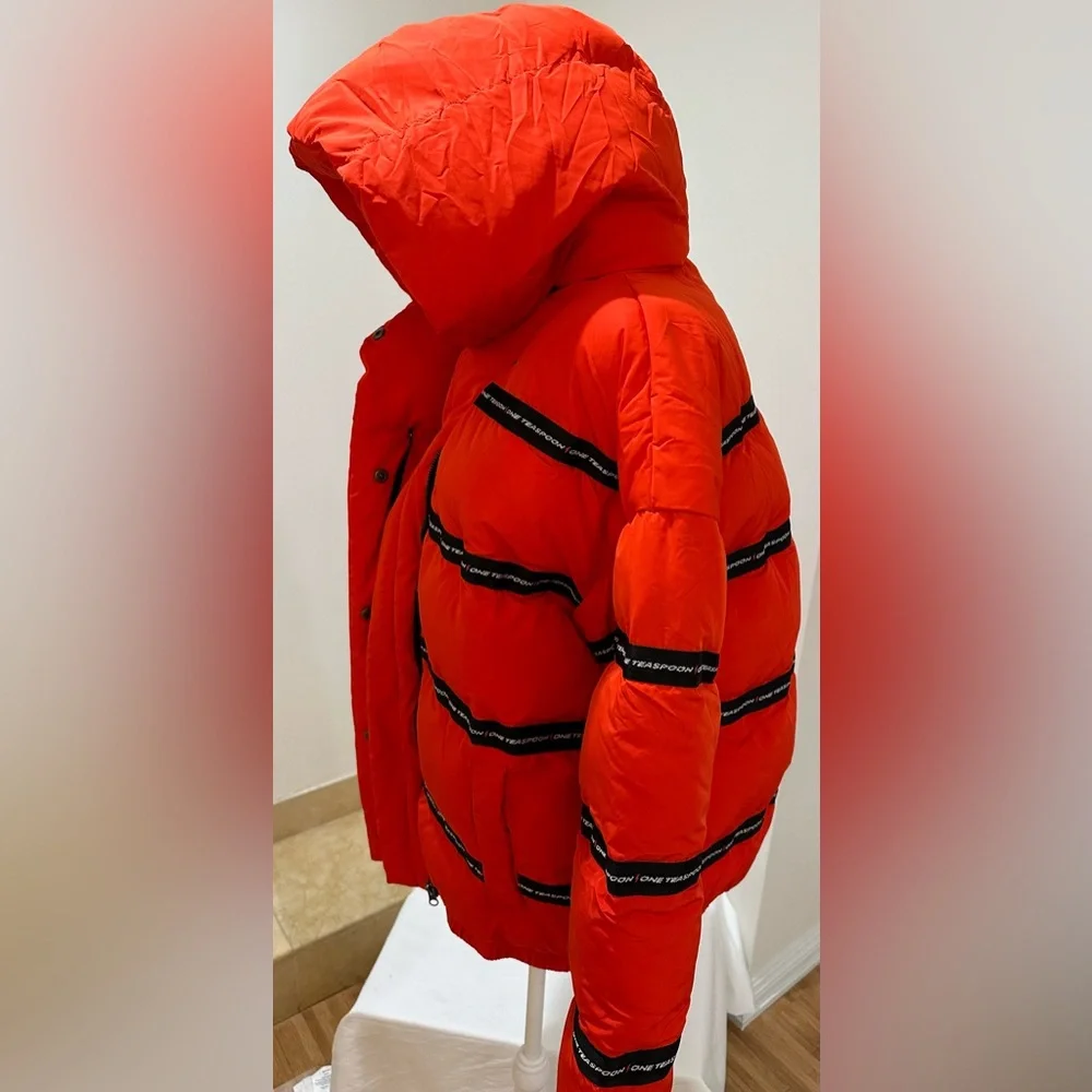 One Teaspoon Addicted Puffa Jacket Hooded Red NWT Size XS - Picture 5 of 11